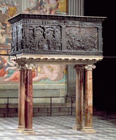 Preekstoel vanaf de zuidkant van het schip, 1460 door Donatello